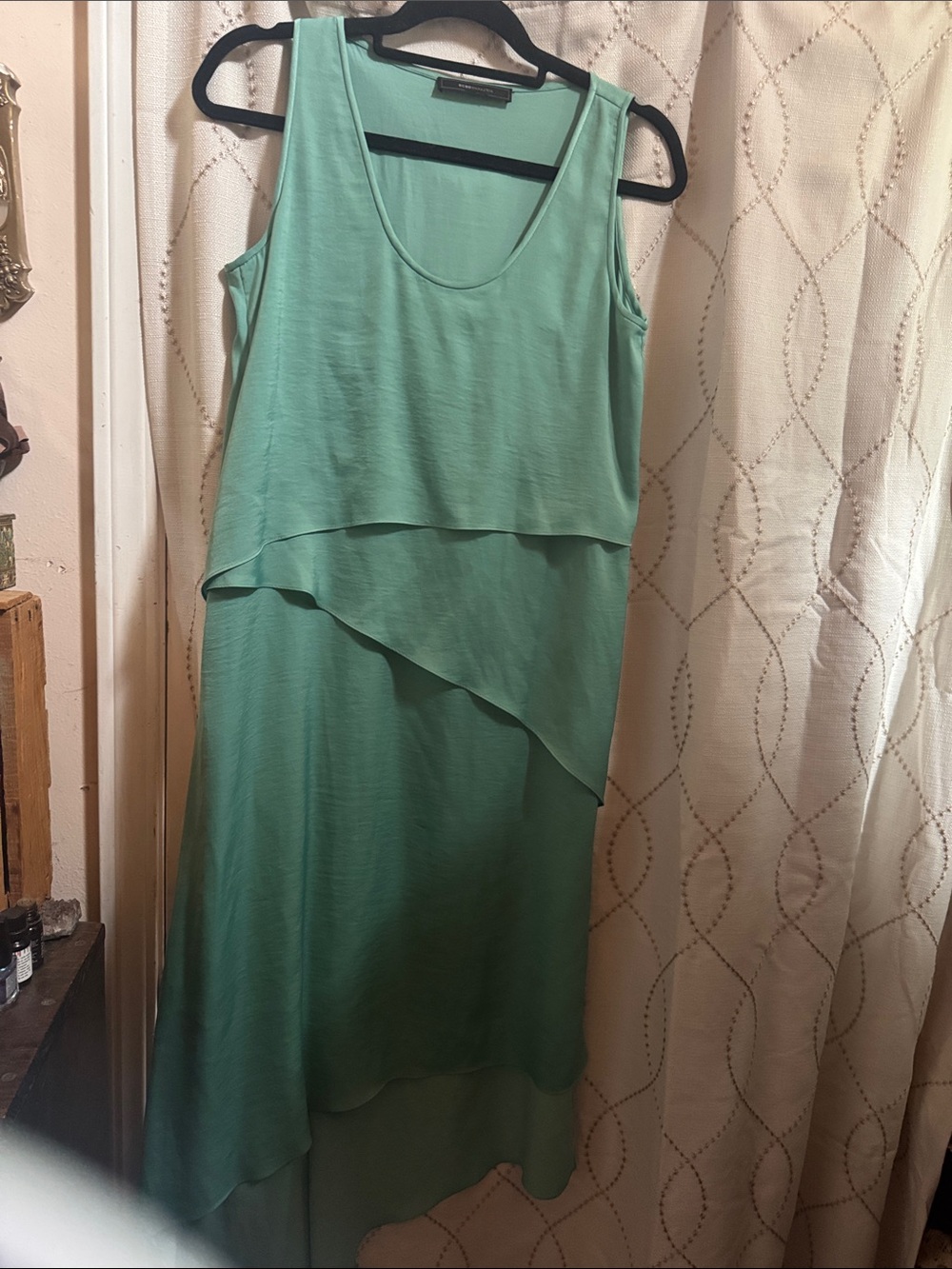 BCBGMaxAzria Mint Green Sleeveless High-Low Layered Dress